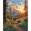 ZUTY Maľovanie podľa čísel - MEDVEĎ S MLÁĎATAMI NA PRECHÁDZKE A ZÁPAD SLNKA Rámovanie: bez rámu a bez vypnutia plátna, Rozmer: 80x100 cm