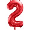 PartyDeco Fóliový balón číslo 2, 86cm červený