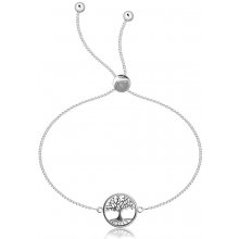 Šperky eshop Nastaviteľný strieborný náramok hranatá retiazka strom života v kruhu S32.04
