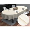 Biante Veľký teflónový oválny obrus TF-037 Smotanový bez vzoru 160x220 cm