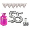 HeliumKing Hélium párty set na 55. narodeniny so striebornými balónmi