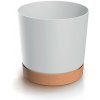 Prosperplast Kvetináč TUBOS PM s miskou biely/hnedý matný, variant 23,9 cm