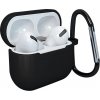Silikónové mäkké puzdro pre AirPods 3 + prívesok na kľúče s karabierovou sponou, čierne (puzdro D)