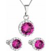 Evolution Group sada šperkov s krištálmi Swarovski náušnice a prívesok ružové okrúhle 39352.3 fuchsia
