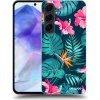 Picasee silikónový prehľadný obal pre Samsung Galaxy A55 5G A556B - Pink Monstera