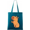 Kapybara s palcom hore - Taška bavlnená - 42 x 38 cm ( Petrolejová )