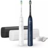 Philips Sonicare 5500 HX7119/01 sonický zubní kartáček, 2 kusy, cestovní pouzdra, bílá a námořnická modrá