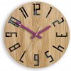 ModernClock Drevené nástenné hodiny Tenké 33 cm čierne/fialové/hnedé