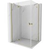 Mexen Mist-H Duo, 2-krídlový výklopný sprchový kút 80 x 70 cm, číre sklo, zlatý lesklý profil, 8A5-080L-070P-50-00