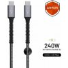 FIXED Nabíjecí a datový odolný kabel Armor s konektory USB-C/USB-C a podporou PD, 1.2 m, USB 2.0, 240W, šedý FIXDA-CC12-GR