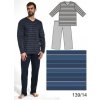 Pánske pyžamo s prúžkami na tričku - Various XL Tmavomodrá Dlhé