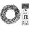 LED Veniec vianočný ratan 300x70x300mm na zavesenie s glitrom, zasnežený, biela