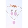 Set náhrdelník a náušnice ružový hranatý Strieborná retiazka