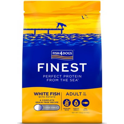 FISH4DOGS Granule veľké pre dospelých psov Finest biela ryba so zemiakmi 1,5kg, 1+