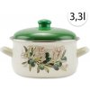 Perfect Home 14828 Smaltovaný hrniec 20cm, 3,3l + pokrievka, biely, oliva