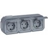 Plexo Trojitá zásuvka Schuko 3x2P+Z horizontálna SIVÁ Legrand 069743L