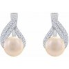 Eppi Strieborné náušnice s broskyňovými perlami a zirkónmi Zeta E38007
