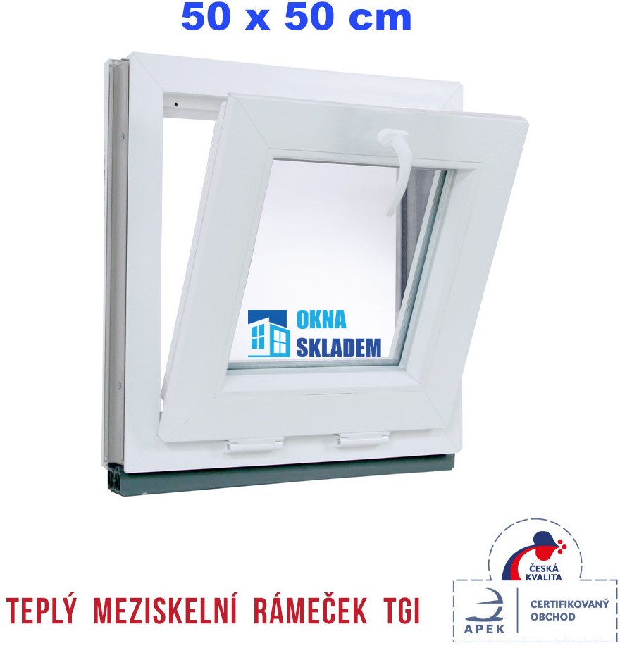 OKNA-HNED.SK Plastové okno 50x50 cm (500x500 mm) biele sklopné pivničné od  68,14 € - Heureka.sk