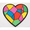 Nažehlovací záplata - farebné srdce - mozaika - 8 x 8 cm