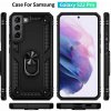 Samsung Galaxy S22 Plus 5G čierny hybridný zadný kryt z plastu PC TPU, stredne odolný proti nárazu, obranca, silikónová vnútorná strana, krúžok na uchytenie telefónu
