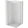 Mexen Velar L Duo, sprchový kút s posuvnými dverami 80 x 80 cm, 8mm sklo námraza, brúsená oceľ, 871-080-080-02-33-97