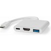 NEDIS USB 3.2 Gen 1 adaptér/ USB-C zástrčka - USB-A zásuvka - USB-C zásuvka/ výstup HDMI/ bílý/ box/ 10 cm CCGB64770WT01