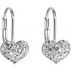 Evolution Group strieborné náušnice visiace s kryštálmi Swarovski biele srdce 31125.1