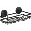 Čierna nástenná polica do kúpeľne Wenko Static-Loc® Pavia, šírka 26 cm