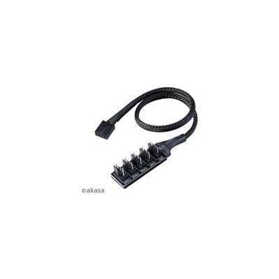 AKASA kabel FLEXA FP5H redukce pro ventilátory, 1x 4pin PWM na 5x 4pin PWM, 35cm AK-CBFA08-30BK