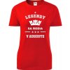 Červené dámske tričko Legendy sa rodia v auguste darček k päťdesiatinám pre ženu