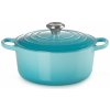 Le Creuset - Liatinový hrniec okrúhly s pokrievkou 20cm/2,4l Karibská modrá