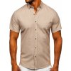 Béžová pánska košeľa s krátkymi rukávmi Bolf 20501