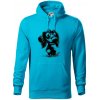 Čiernobiela karikatúra jazvečík - Mikina pánska Cape s kapucňou - M ( Svetlý tyrkys )
