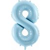 PartyDeco Fóliový balón narodeninové číslo 8 svetlomodrý 86 cm