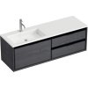 Súprava kúpeľňového nábytku Sanox Loft ŠxVxH 140,5 x 47 x 45,5 cm farba čela black oak 2dielna s umývadlom z minerálnej liatiny umývadlo ľavé matne biela