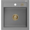 Mexen Vito, granitový drez 520x490x210 mm, 1-komorový, šedá so zlatým sifónom, 6503521000-71-G