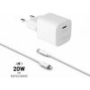 FIXED FIXC20M-CL-WH, Mini USB-C PD 20W, MFI + Lightning kábel 1m