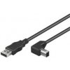 PremiumCord Kabel USB 2.0, A-B, 1m se zahnutým USB-B konektorem 90°