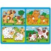 Woody Puzzle pre najmenších s úchytmi - domáce zvieratá s mláďatami