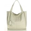 Genuine Leather MARCO MAZZINI Krémová kožená shopper kabelka Portofino Max