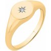 Eppi Zlatý pečatný prsteň s hviezdou diamantom Zettel R40274