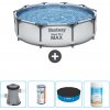 Schwimmbad Okrúhly bazén Bestway Steel Pro MAX - 305 x 76 cm - sivý - vrátane čerpadla - filtra - krytu - chlóru