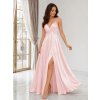 Dlhé saténové spoločenské šaty baby pink 1102, ZVOĽTE VEĽKOSŤ OBLEČENIA UNI ( S, M , L )