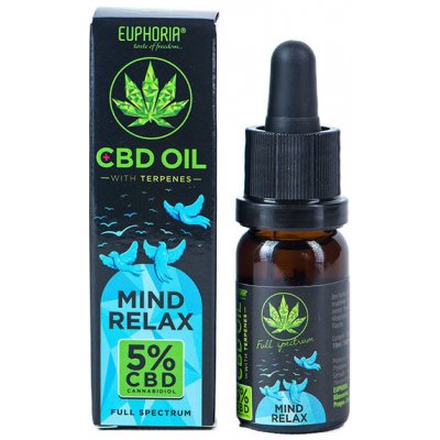 Euphoria CBD olej 5% s terpenmi 500 mg MIND RELAX 10 ml