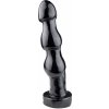 HardToys Triple 2, čierne vinylové dildo 28 x 5,2–6,5 cm