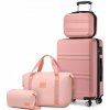 KONO Sada 2 ABS kufrov s víkendovou a kozmetickou taškou - nude/ružová
