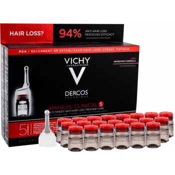 Vichy Dercos Aminexil Clinical 5 cielená starostlivosť proti vypadávaniu vlasov pre mužov Multi-Target Anti-Hair Loss Treating Care 21 x 6 ml