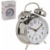 Veľký kovový retro budík 17cm s podsvietením - strieborný