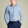Charles Tyrwhitt Spread Collar Non-Iron Herringbone Shirt — Sky Blue - Extra Slim fit | 43 | 91 (Štandardná) | Klasické gombíky