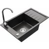 Granitový drez s kuchynskou batériou MEXEN ELIAS čierny so vzorom